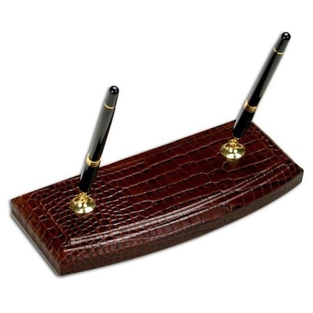 Dacasso Dacasso A2004 Brown Crocodile Embossed Leather Double Pen Stand A2004